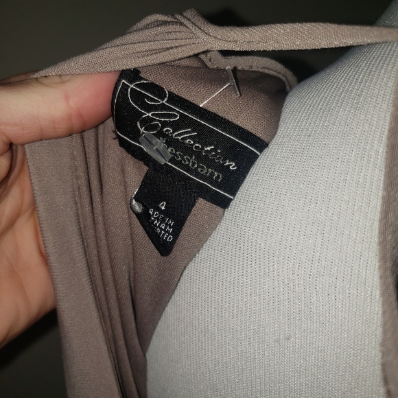 Collection Dressbarn Embellished Taupe Maxi Dress - Picture 8 of 9